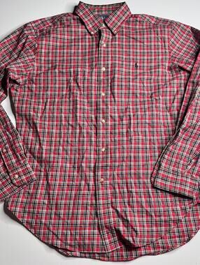 Ralph Lauren Shirt Mens M Red Plaid Long Sleeve Button Down Classic Fit Twill